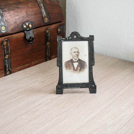 Art nouveau photo frame Antique pewter picture frame Art deco silver metal frame