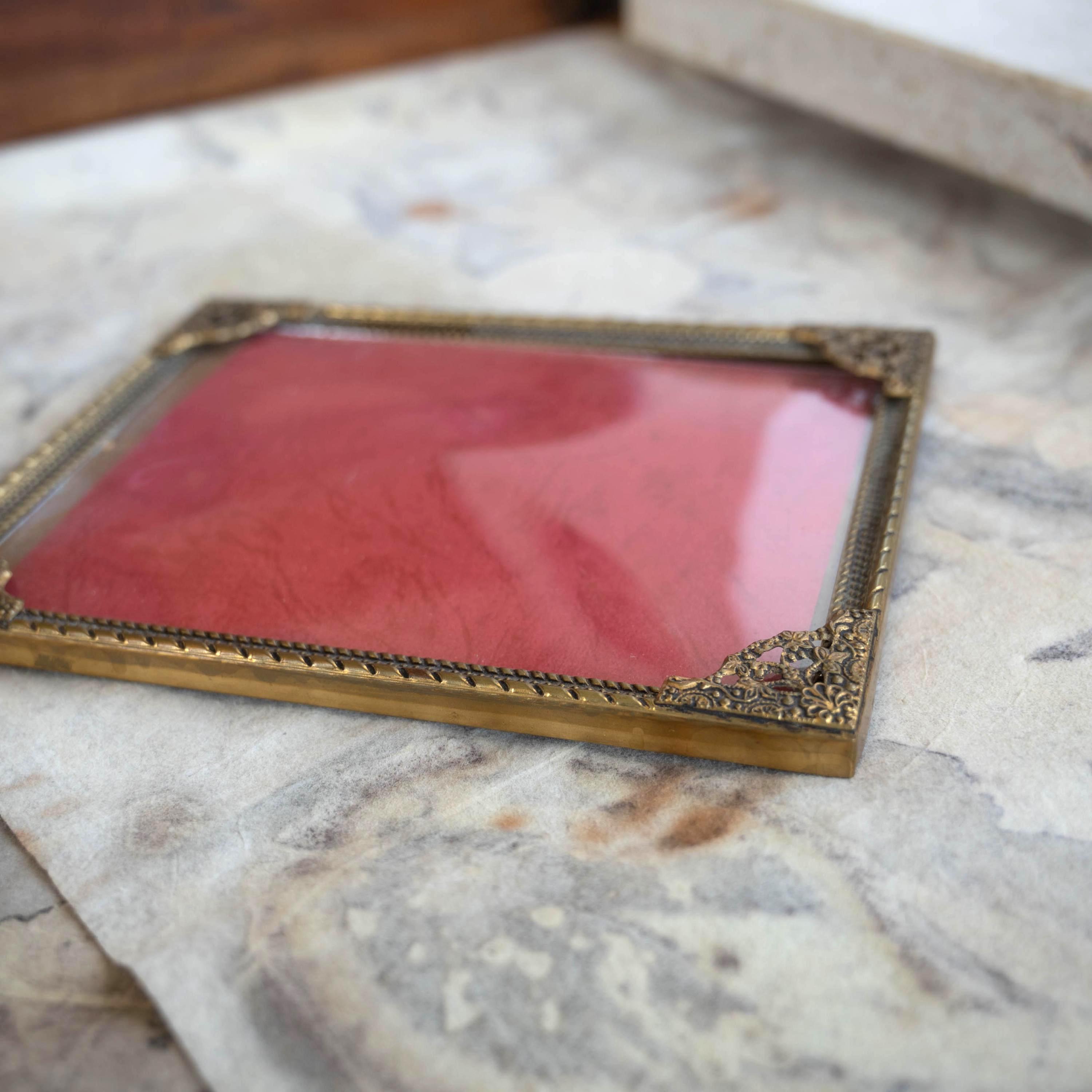 Small Glass Frame Model Small Bubble Glass Frame Antique Brass Ornate Convex Photo Frame Gold ...
