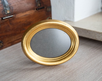 Gold oval frame - Vintage wood photo frame - Small wall frame