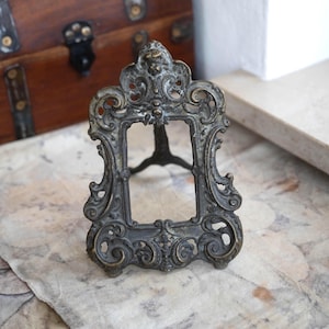 Vintage baroque picture frame Ornate metal frame Standing photo frame