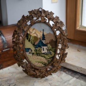 Hand carved wood frame - Antique wooden picture frame - Rustic black forest wall frame