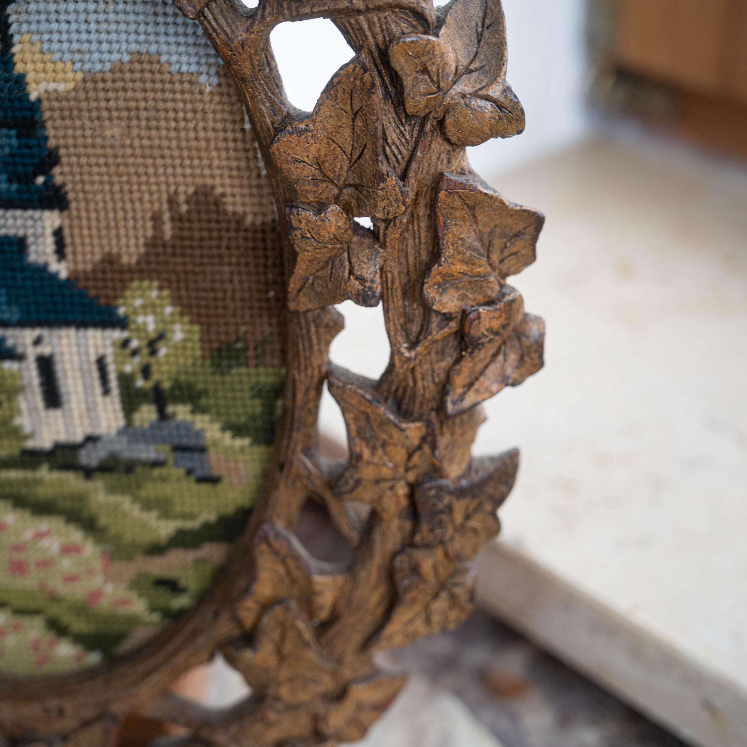Hand Carved Wood Frame - Antique Wooden Picture Frame - Rustic Black ...