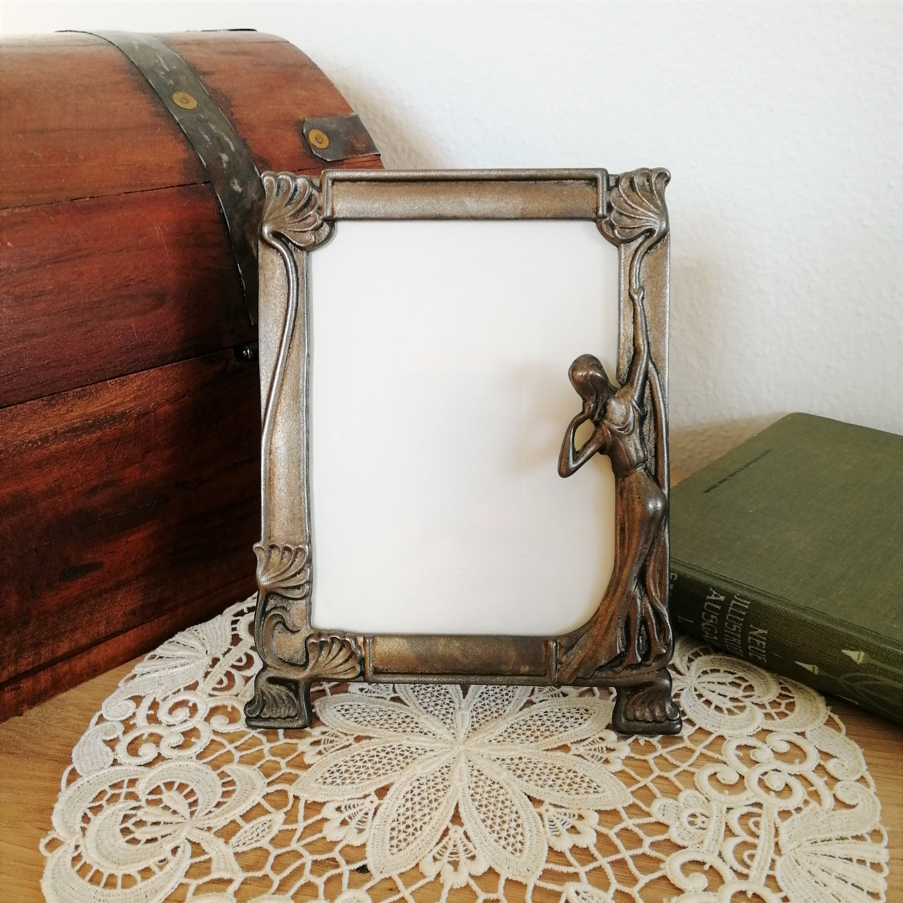Art nouveau picture frame Vintage silver photo frame Stand up Etsy
