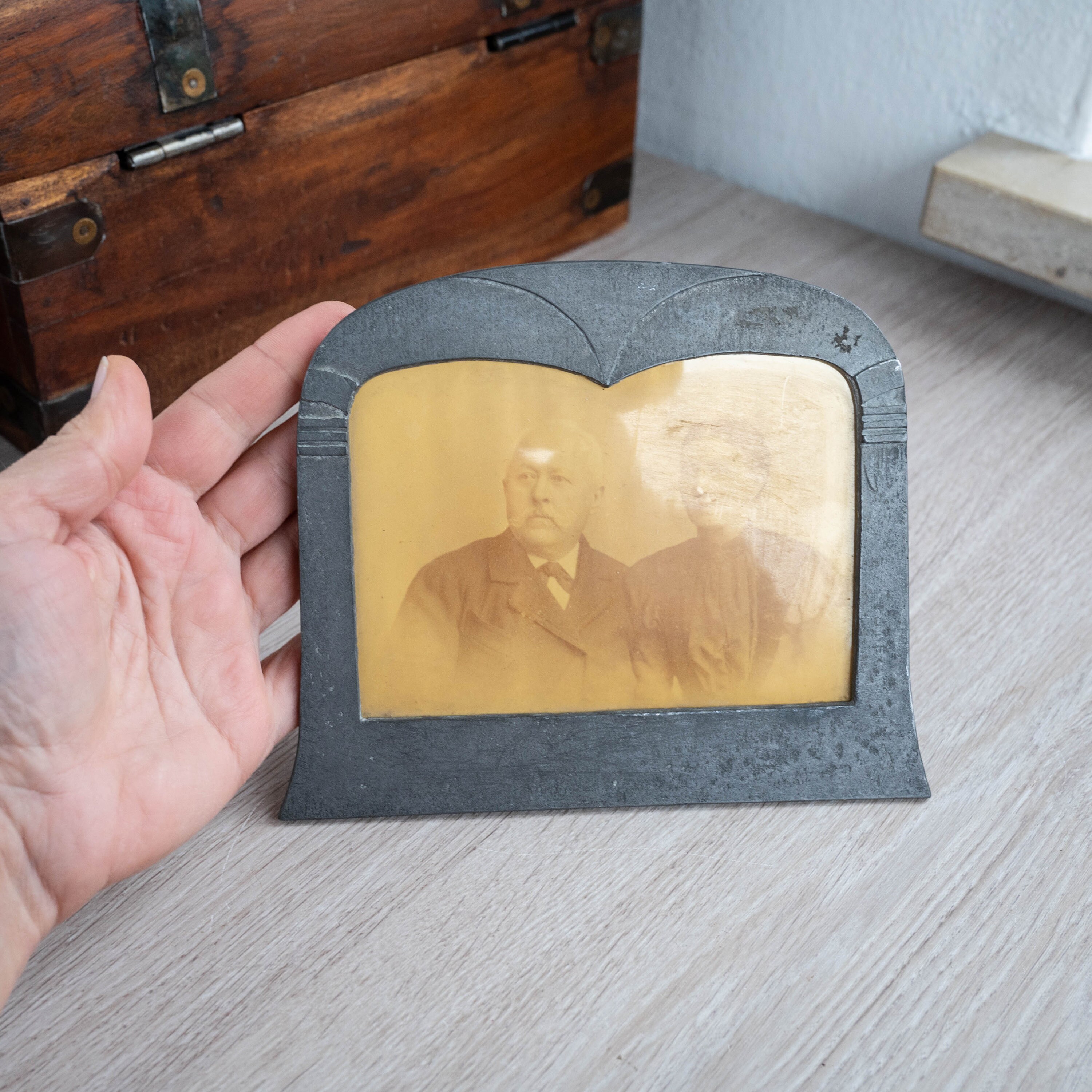Art Deco Frame Vintage Pewter Photo Frame Gray Metal Picture Etsy