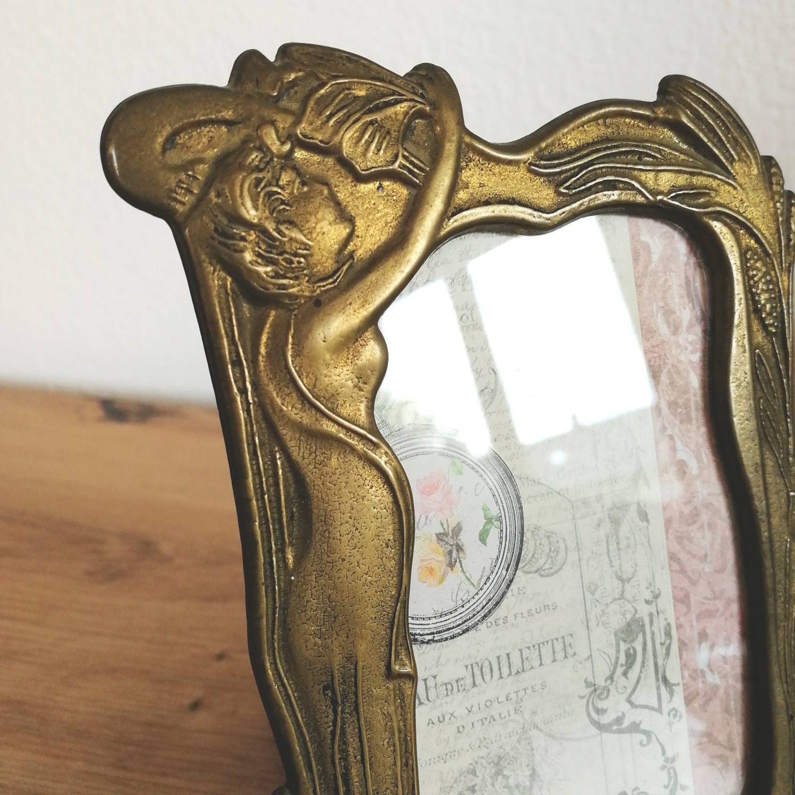 Art nouveau picture frame Vintage brass photo frame Gold Etsy