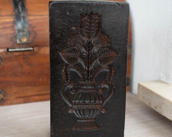 Vintage wax art German floral beeswax relief Vintage wall plaque with princess castle image Carving folk art mold Rustic farmhouse decor