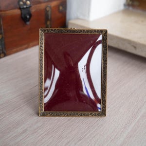 Convex glass frame Gold tone picture frame Bubble glass photo frame Art nouveau tabletop or wall decor