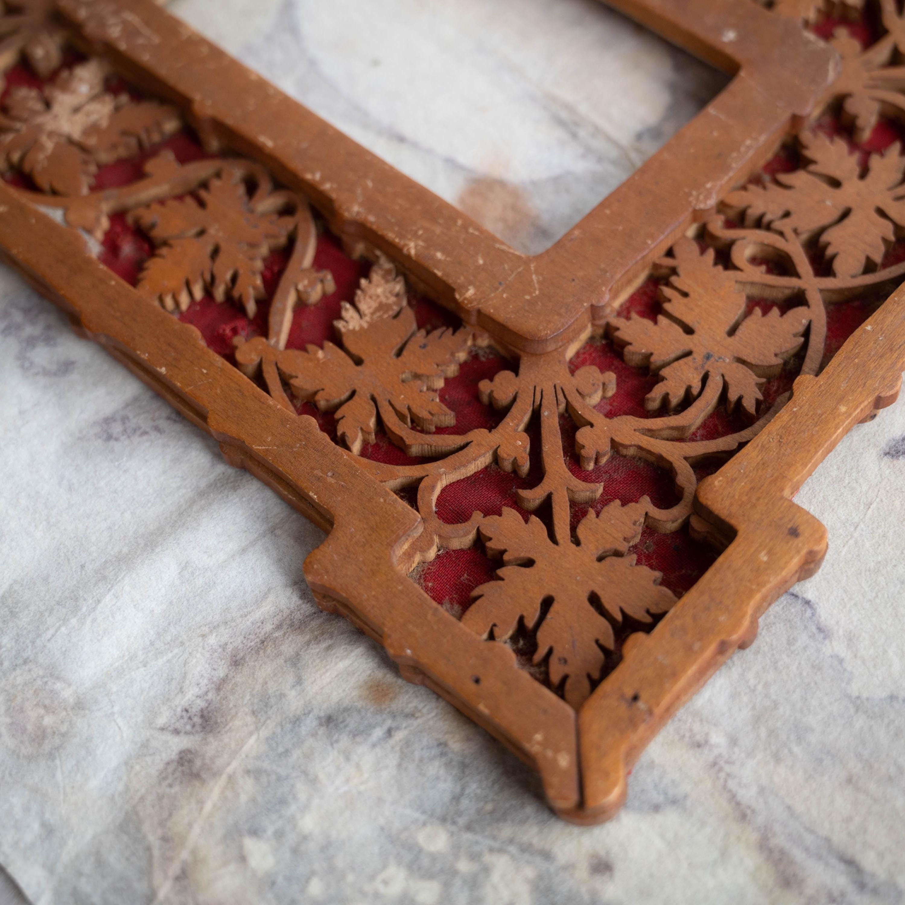 Traditional Frames Hand Carved Wood Frame - Antique Folk Art - Filigree Wooden Picture ...