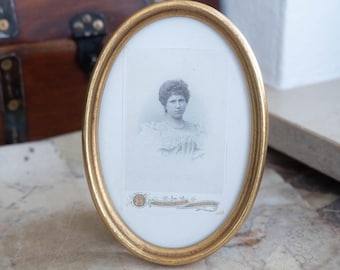 木製ベースのアンティーク楕円形額縁、絵画木製フレーム、金色の楕円形