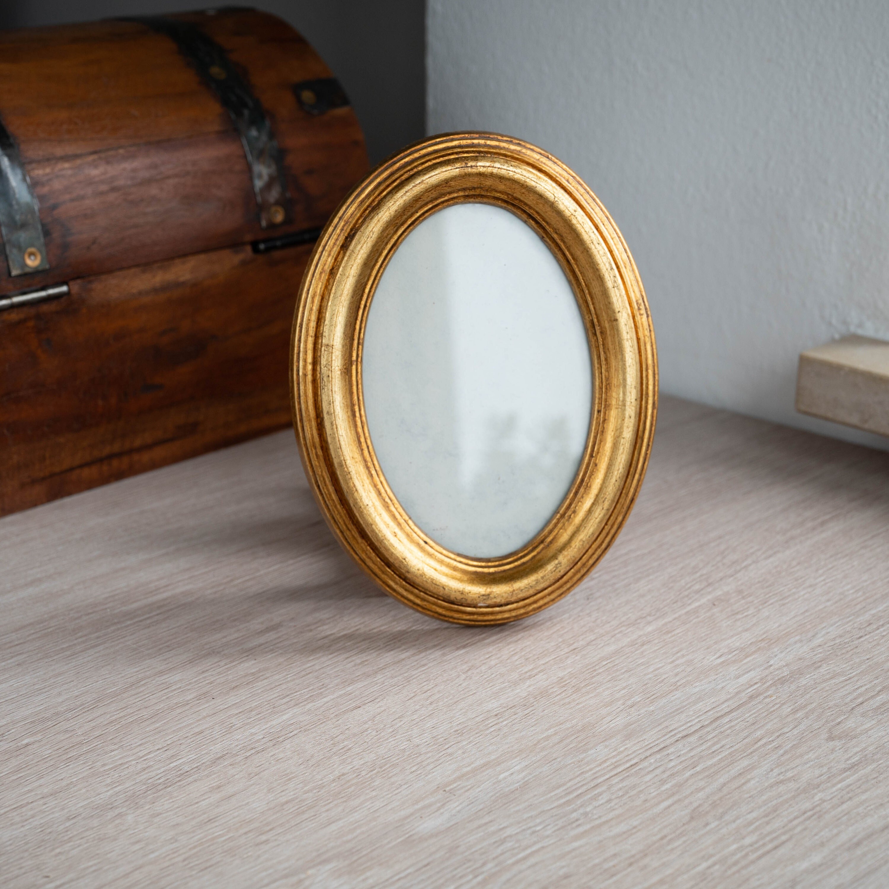 Vintage Large Brass Oval Frame Modernist Brass Table Top Frame Modern Gold Table Wedding