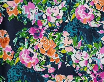 Moda Bloomsbury 47512 Franny Jane green background blue salmon flora BTHY fabric Moda Bloomsbury 47512 Franny Jane green background blue salmon flora BTHY fabric