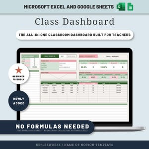 Teacher Classroom Dashboard Google Sheets Student Grade Tracker Attendance Assignment Tracker Class Analytics Spreadsheet Digital Download