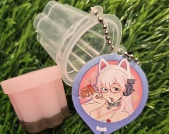 Super Sonico Kitty Pudding Cup Keychain