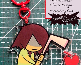 Deltarune Kris + Soul 3-inch Double-Sided Acrylic Charm