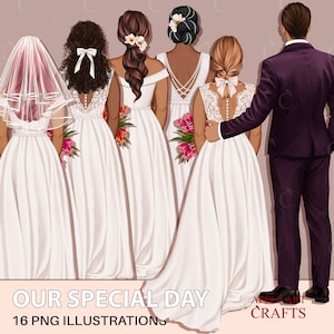 Hochzeit Clipart, Braut und Brautjungfer Clipart, Hochzeit Clipart, Braut und Bräutigam, Braut und Bräutigam, Png Sublimation Clipart, Braut Png
