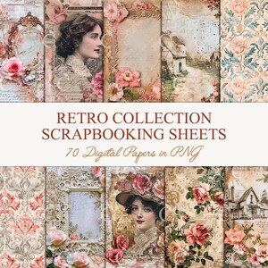 Junk Journal Kit Printable Pages, Victorian Vintage Decorative Papers, Scrapbook Paper Kit, Ephemera Digital Bundle, PNG Junk Journal Bundle
