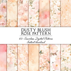 Aquarel clipart naadloos patroon Shabby Chic Roses Dusty Blush rozen Afdrukbaar digitaal papier Naadloos romantisch bloemen Vintage Skrapbook