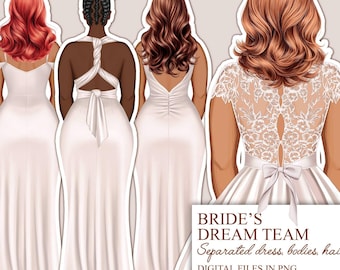 Wedding clipart, Custom bride and bridesmaid clipart bundle,Bride PNG,Bridal Clipart,Bridal Shower,fashion girl clipart, png sublimation