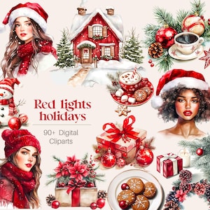 Gemütlicher Winter Clipart, Aquarell Neutrales Winter-Bundle, Winterhütte, Gemütlichkeit, Niedlichkeit PNG, Cottagecore, saisonale Aufkleber, Scrapbooking