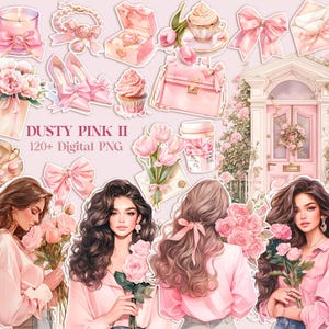Aquarell Glam Planer, Digitaler Planer, Modischer Planer, Digitaler Aufkleber, Frühling Clipart, Kaffee Clipart PNG, Kokette Clipart PNG