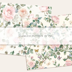 Watercolor Clipart Seamless Pattern Shabby Chic Roses Dusty Blush Roses ...