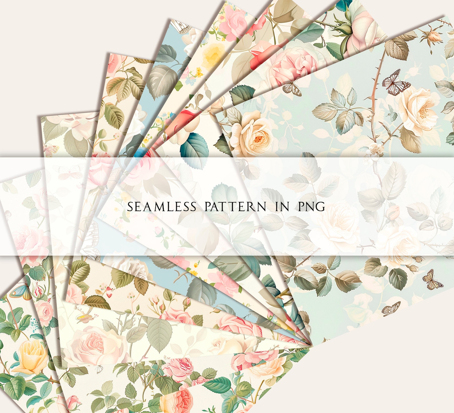 Watercolor Clipart Seamless Pattern Shabby Chic Roses Dusty Blush Roses ...