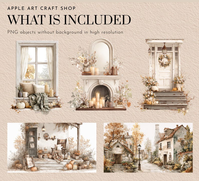 Watercolor Fall Clipart Bundle, Cozy Autumn PNG (digital Download) - Etsy