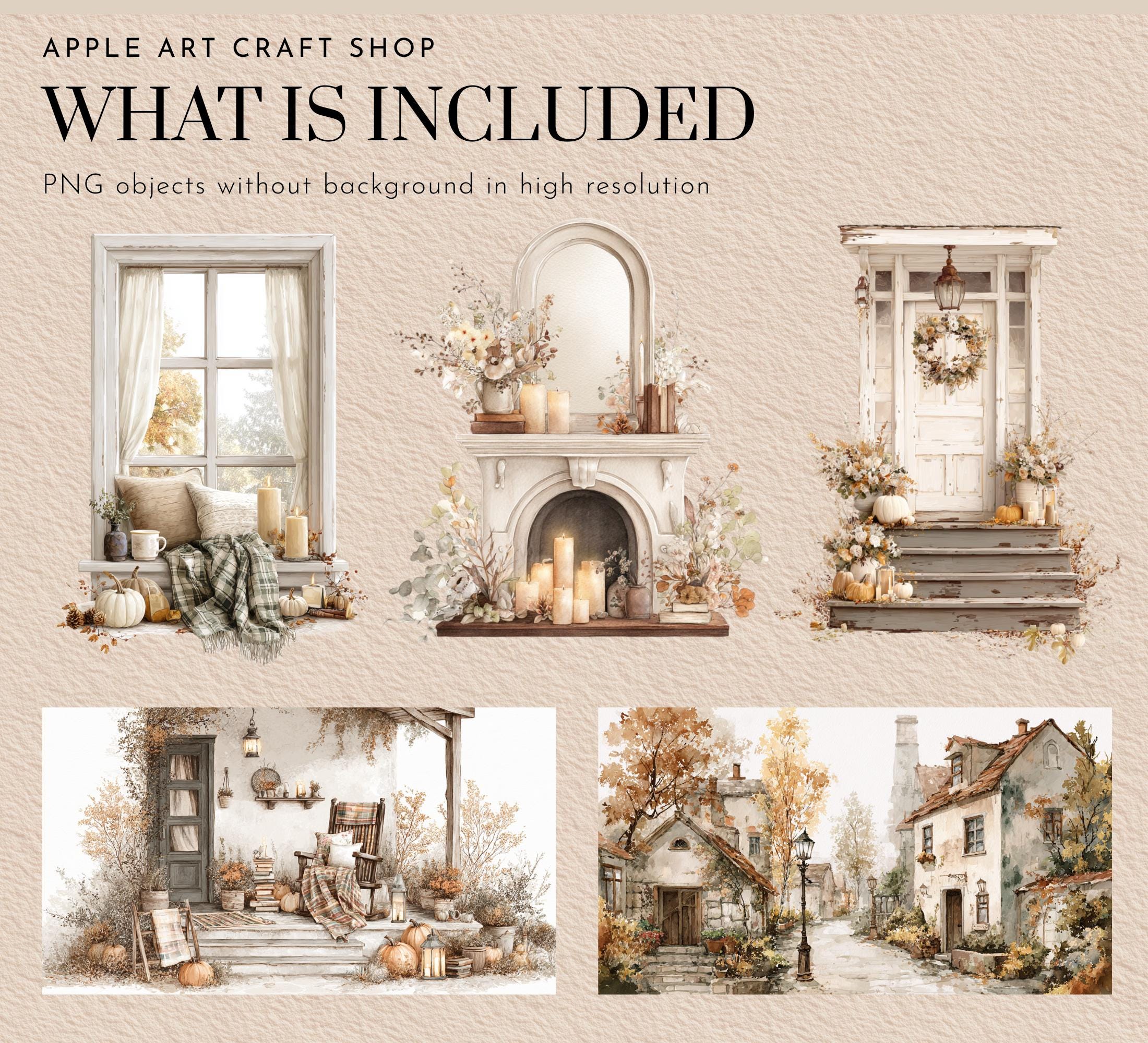 Watercolor Fall Clipart Bundle, Cozy Autumn PNG (digital Download) - Etsy