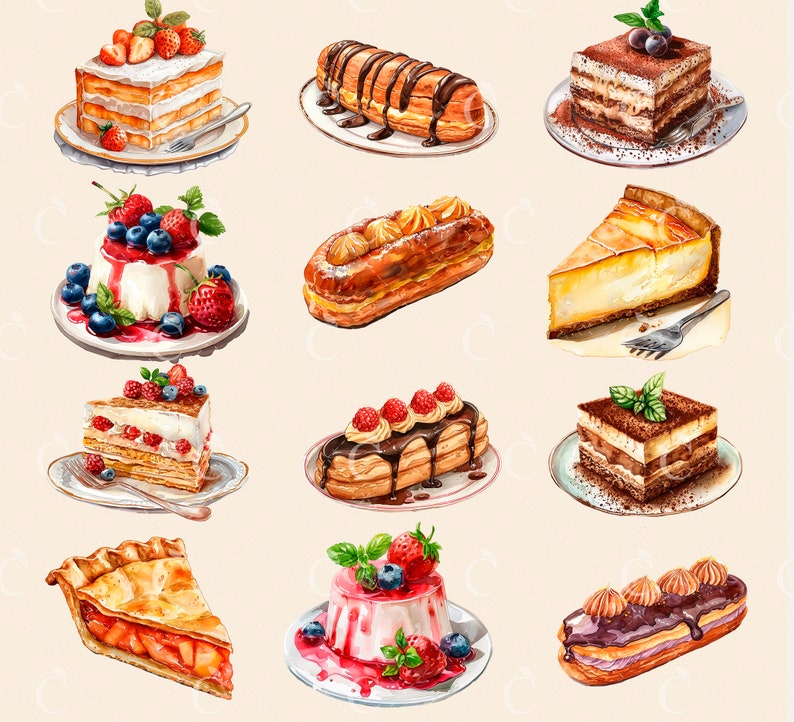 Pode incluir: Conjunto de dez sobremesas diferentes, incluindo bolos, pastelaria e tartes. As sobremesas s&atilde;o decoradas com fruta, chocolate e creme.