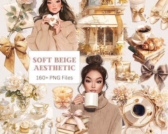 Watercolor Glam Planner Clipart PNG, Fashion Girl Stickers (Digital Download)