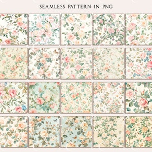 Watercolor Clipart Seamless Pattern Shabby Chic Roses Dusty Blush Roses ...