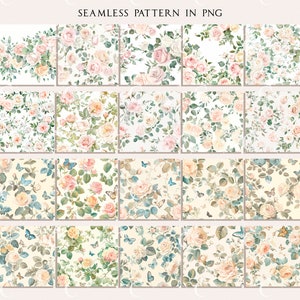 Watercolor Clipart Seamless Pattern Shabby Chic Roses Dusty Blush Roses ...