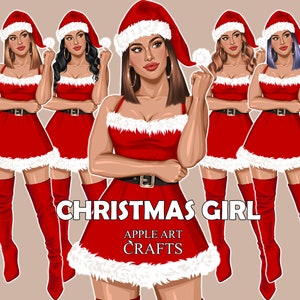 Christmas clipart, fashion illustration, girl clipart, fashion girl clipart, digital clipart Christmas girl clipart, fashion clipart girl,