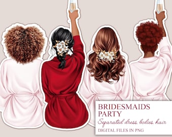 Hochzeit Clipart, Braut und Brautjungfer Clipart Bundle, Brautjungfer PNG, Braut Clipart, Brautparty, Mode Mädchen Clipart, Png Sublimation