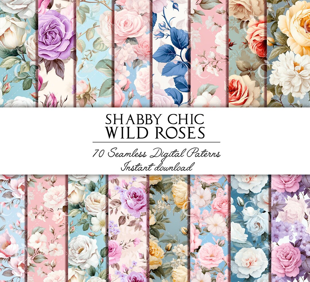 Watercolor Floral Seamless Paper, Shabby Chic Roses (digital Download ...