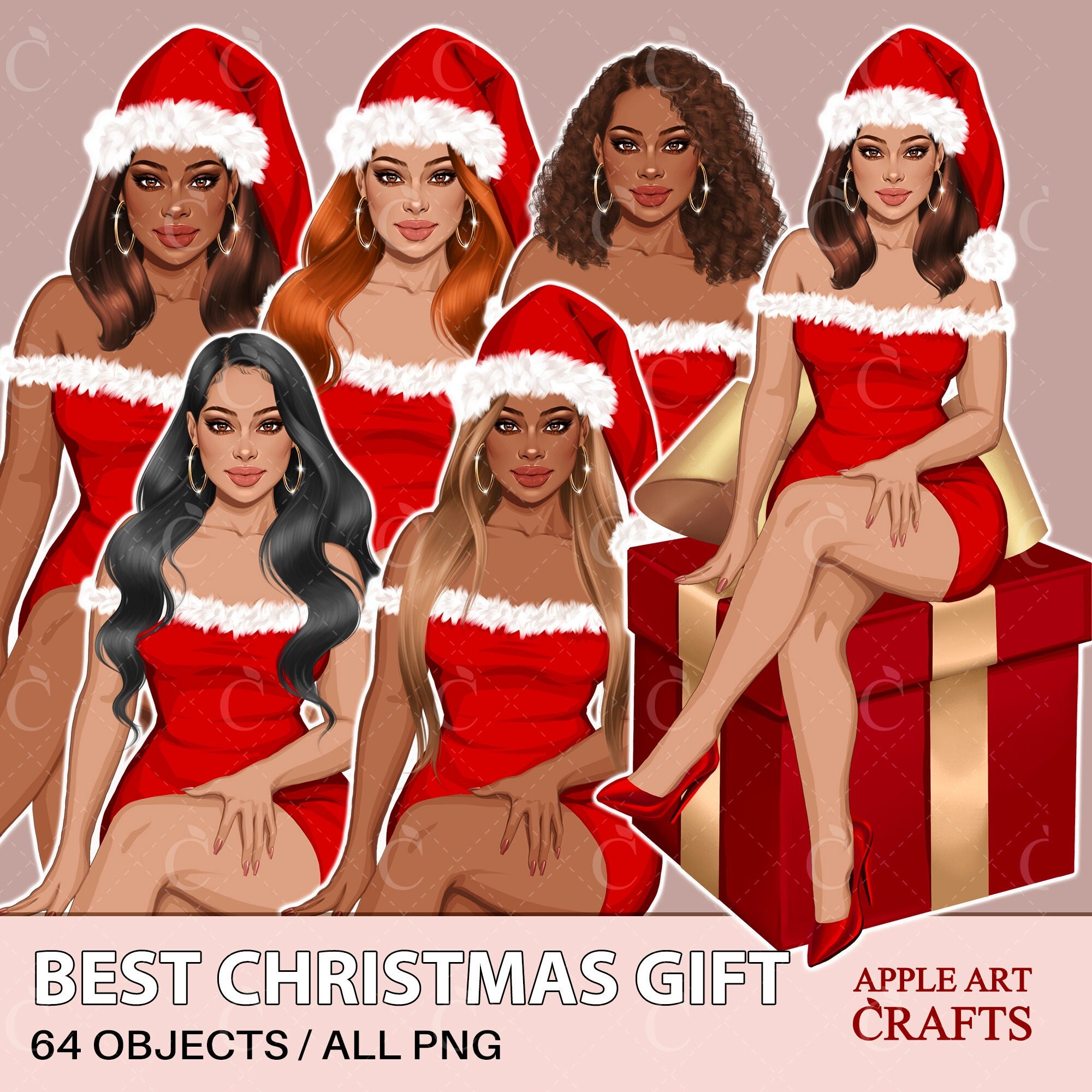 Christmas Clipart Fashion Girl Clipart, Xmas Clipart Christmas PNG, Winter clipart, Christmas planner clipart, Sublimation design, holyday