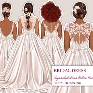 Hochzeit Clipart, Braut und Brautjungfer Clipart Bundle, Braut PNG, Braut Clipart, Brautparty, Mode Mädchen Clipart, Png Sublimation