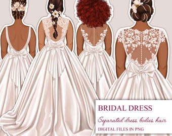 Hochzeit Clipart, Braut und Brautjungfer Clipart Bundle, Braut PNG, Braut Clipart, Brautparty, Mode Mädchen Clipart, Png Sublimation