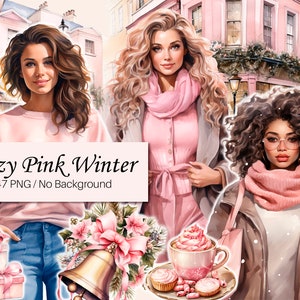 Gemütlicher Winter Clipart, Aquarell Neutrales Winter-Bundle, Winterhütte, Gemütlichkeit, Niedlichkeit PNG, Cottagecore, saisonale Aufkleber, Scrapbooking