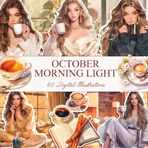 Paquete de imágenes prediseñadas de café en acuarela, amante del café, chica con café, imágenes prediseñadas de cafetería, imágenes prediseñadas de espresso, imágenes prediseñadas de americanno, capuchino
