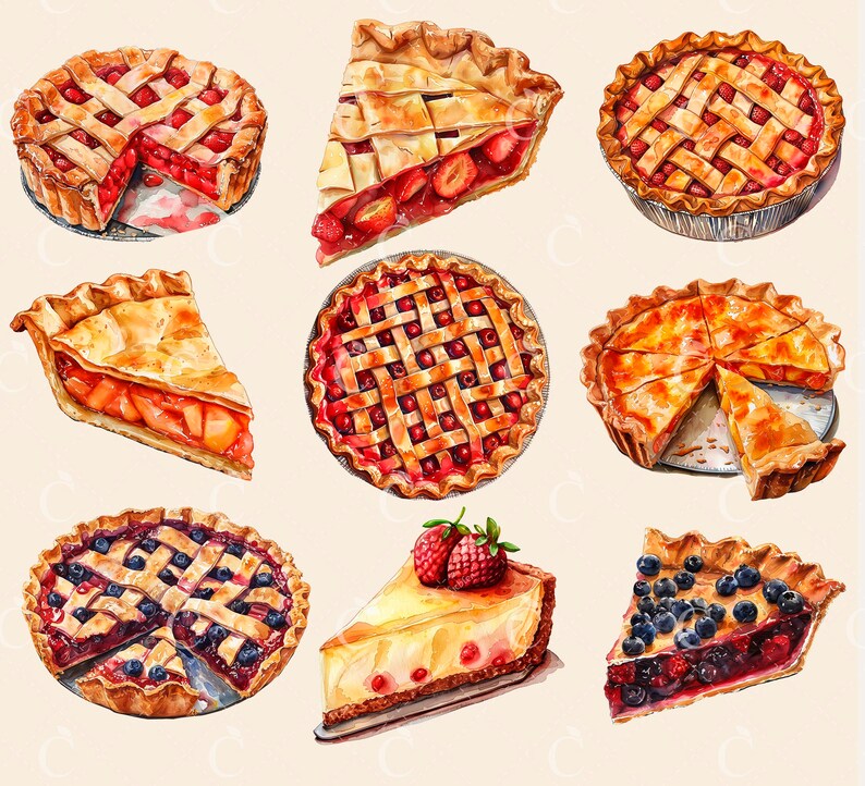 Pode incluir: Uma cole&ccedil;&atilde;o de nove tortas diferentes, incluindo cereja, ma&ccedil;&atilde;, mirtilo e noz-pec&atilde;. As tortas s&atilde;o todas decoradas com uma variedade de coberturas, como frutas, nozes e creme de leite.