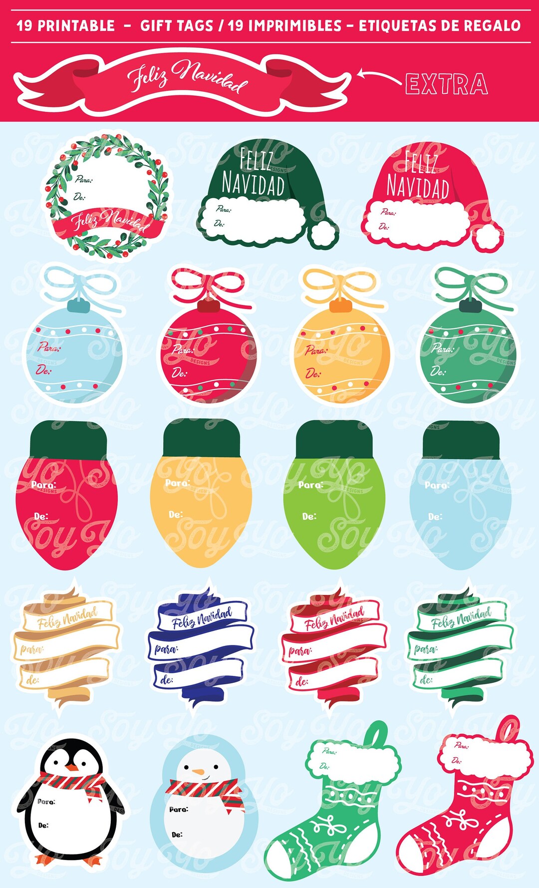 Printable Christmas Gift Tags in Spanish Etiquetas Etsy