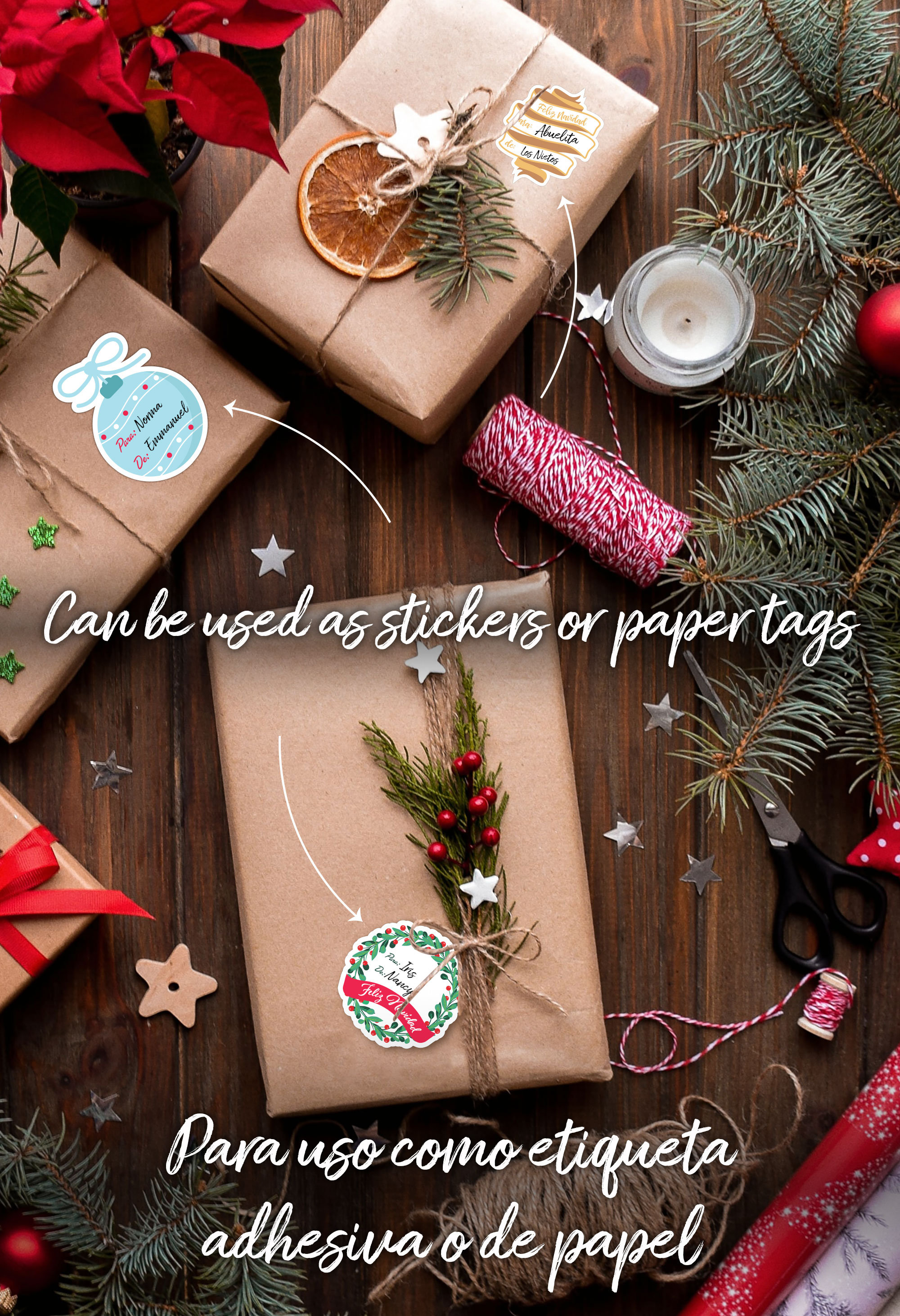 Printable Christmas Gift Tags in Spanish Etiquetas Etsy