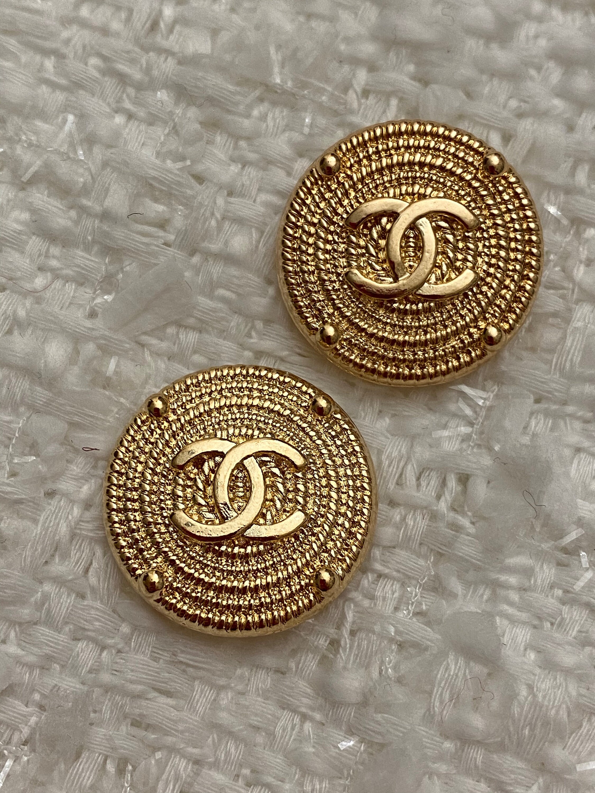 Vintage gold button tweed jacket button Etsy