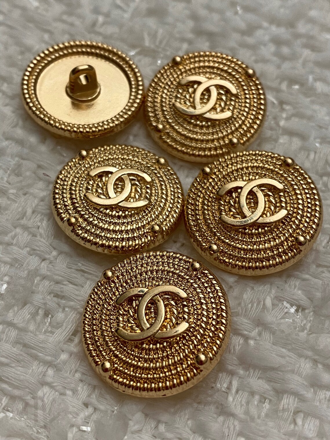 Vintage gold button tweed jacket button Etsy