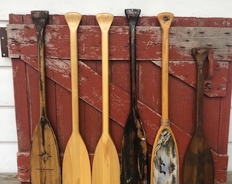 2 Vintage Wood Canoe Paddles OR Loon Nancy Luloff Great Southern Rustic Cabin Lodge Outdoor YOUR CHOICE Pairs or Single Paddle Short A
