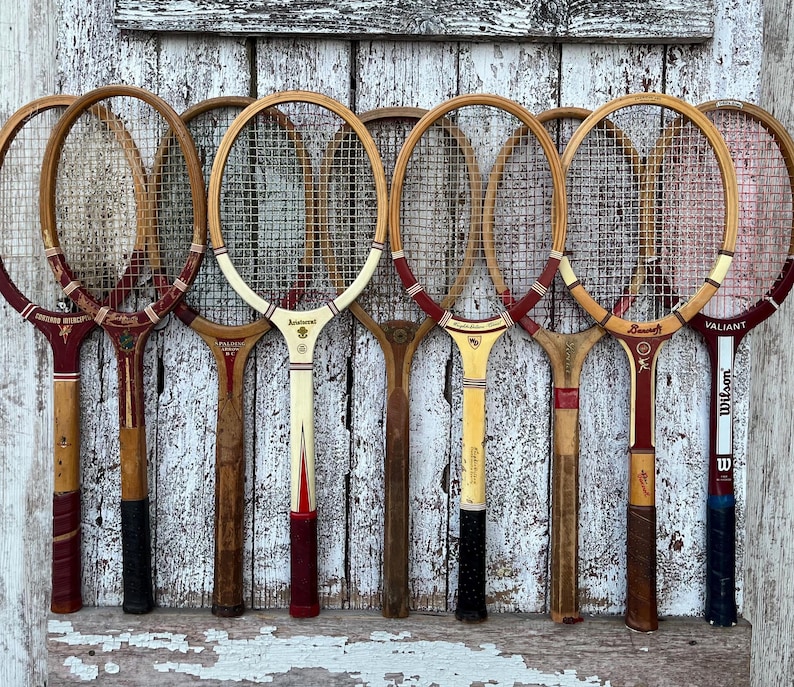 All Wood Racket Wood Tennis Racket Wright and Ditson Diamond Brand AG Spalding Wooden ...