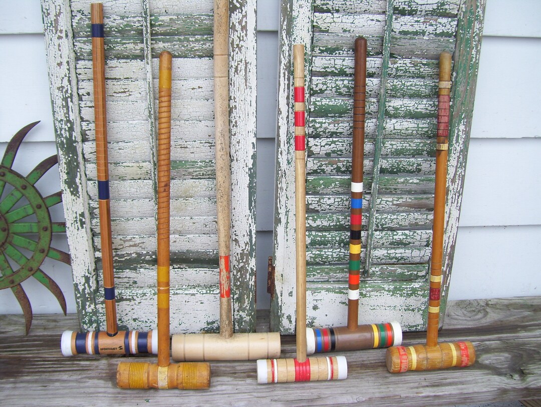 Vintage Wood Croquet Mallets Single Wooden Vintage Sportcraft Veronica