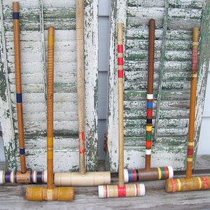 Vintage Wood Croquet Mallets Single Wooden Vintage Sportcraft Veronica Heathers Lawn Play South Bend #4