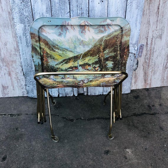 Vintage metal tv tray tables discount